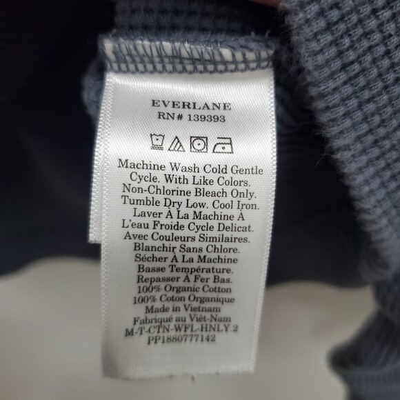Everlane Men's Slate Blue Organic Cotton Waffle‎ Knit Henley Pullover Size L - Picture 4 of 5